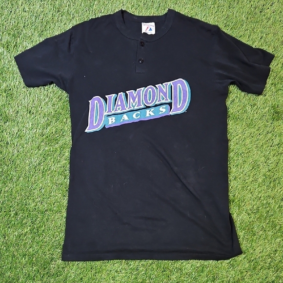 Majestic Black Diamond Backs Men's Tee MLB Baseball Vintage - Picture 1 of 6